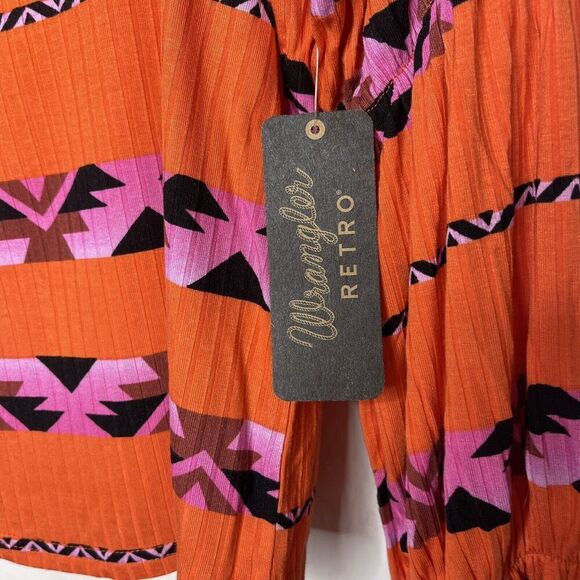 Wrangler Retro Size Medium Square Neck Southwestern Striped Long Sleeve - Picture 5 of 5